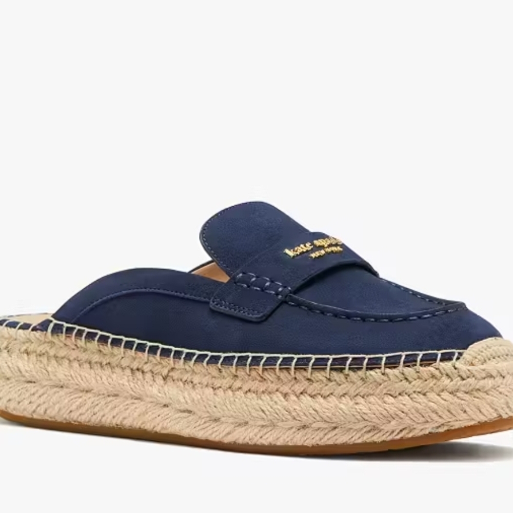 kate spade Navy Espadrille Mule Loafer